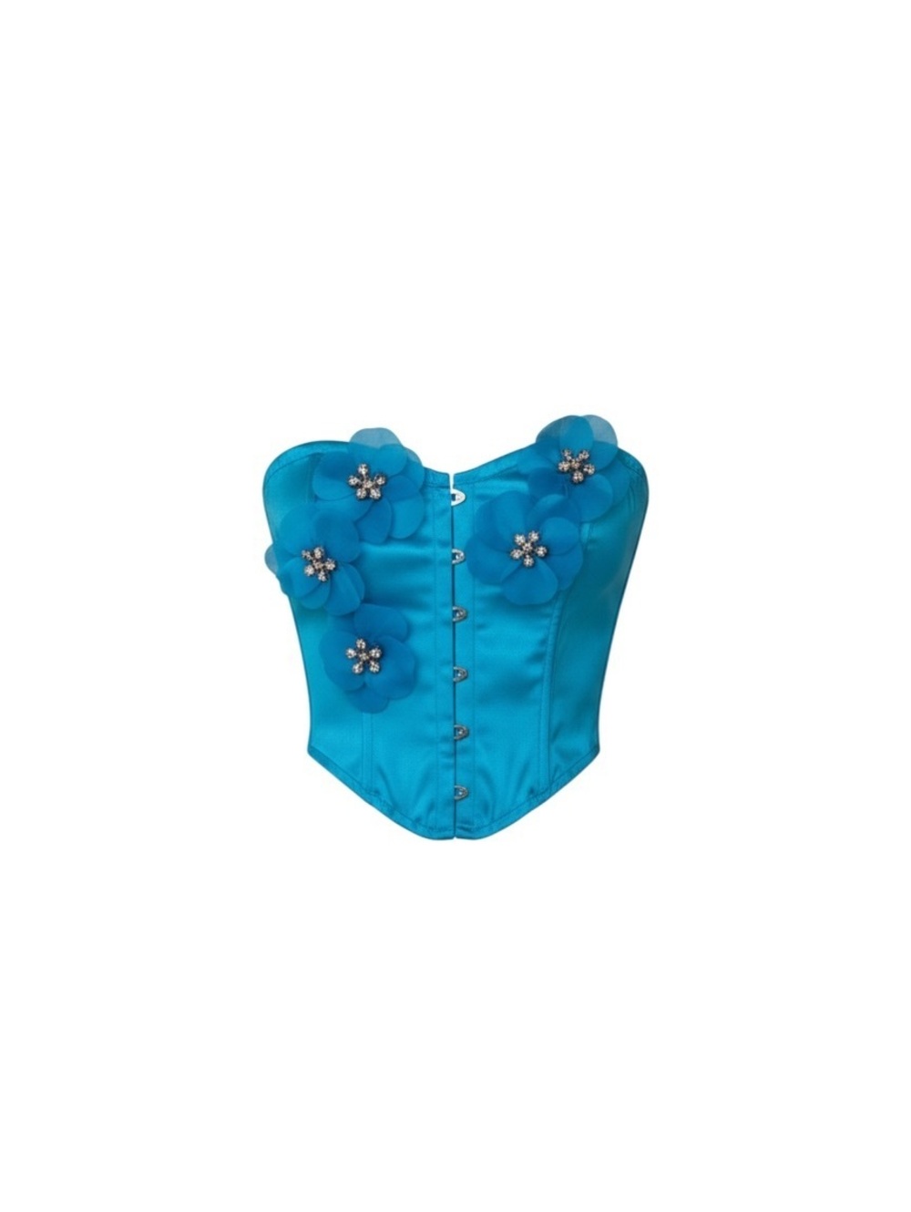 Turquoise Floral Appliqué Corset Bustier